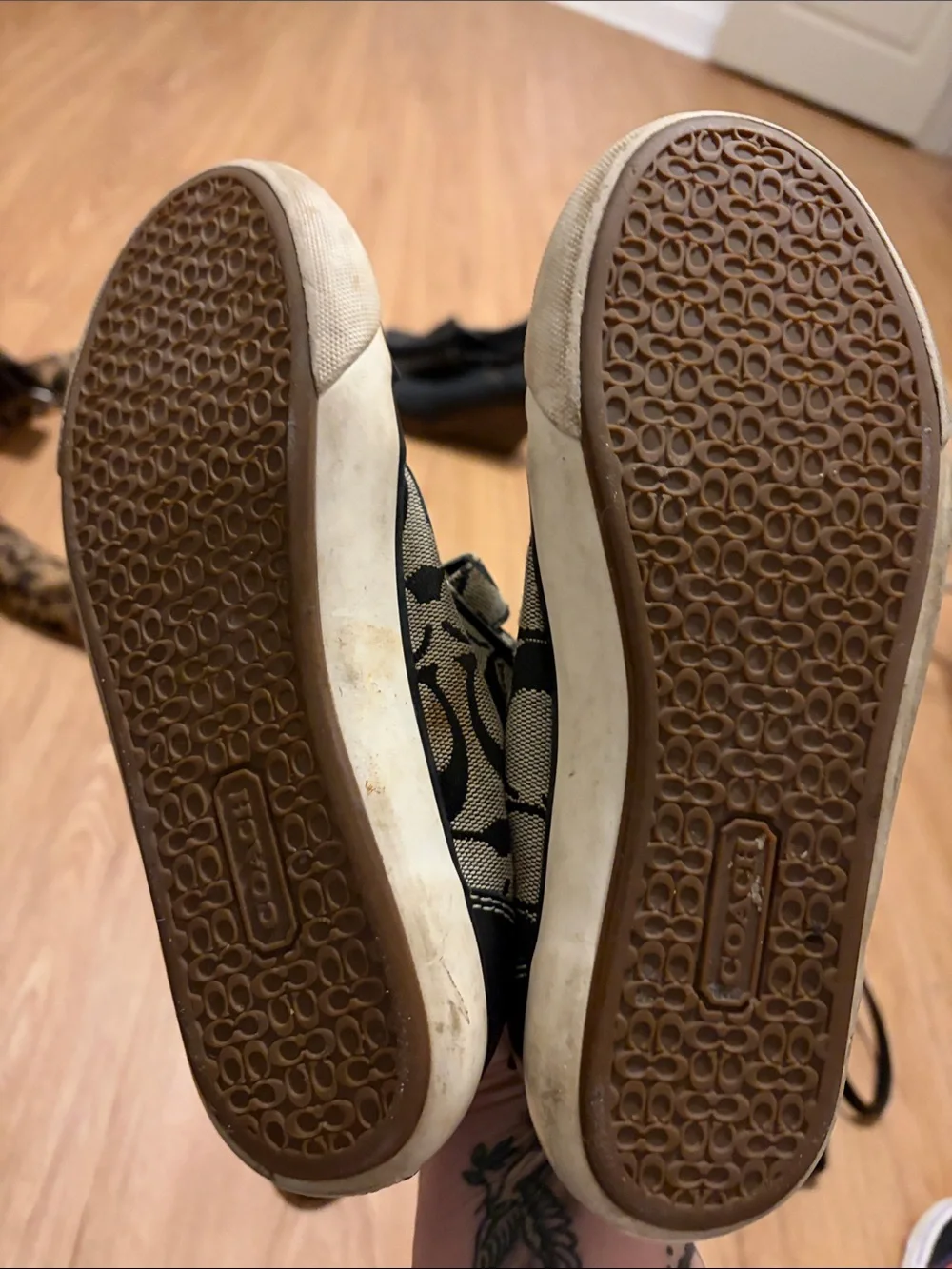 Womens Canvas Fashion Sneakers in Beige and Black